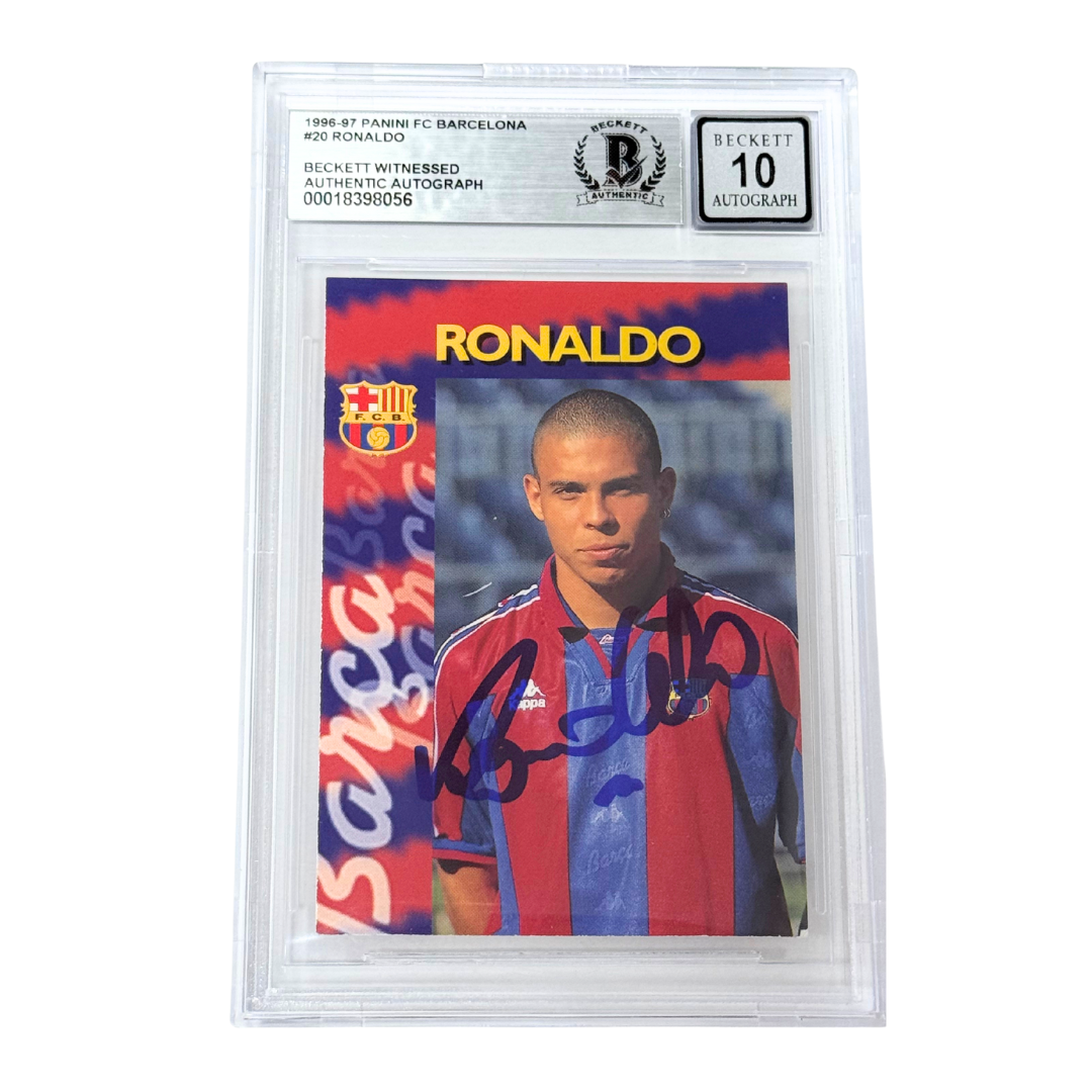 Ronaldo Nazario Signed 1996-97 Panini FC Barcelona #20 - Beckett Witness